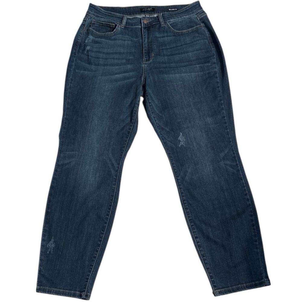Judy Blue Dark Wash Distressed Straight Jeans